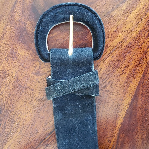 Vintage Wide Black Suede Leather Belt - Picture 3 of 8
